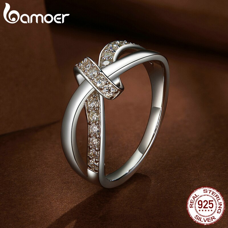 Anel Moissanite Luxo Requintado Bamoer