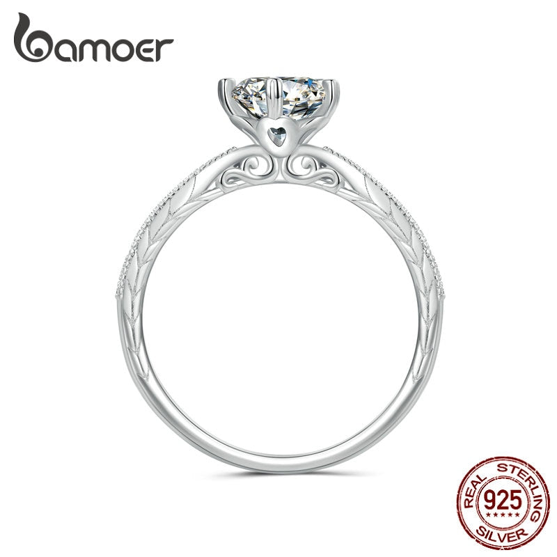 Anel Moissanite Coração Eterno Bamoer